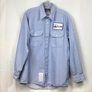 🥾Bulwark Protective Apparel FR Blue White Striped Long Sleeve Utility Workwear
